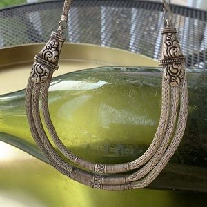 Antique vintage tribal silver layered necklace